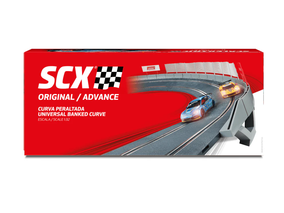 SCX 1:32 U10537 R2 Banked Curve Radius 2 / 45° x4 Track Sections Includes Barriers