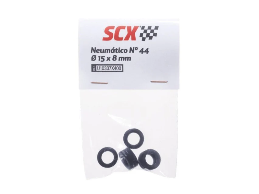SCX 1:32 U10337 Rubber Tires - Tire Kit #44 15x8mm - Ribbed x4 Pack