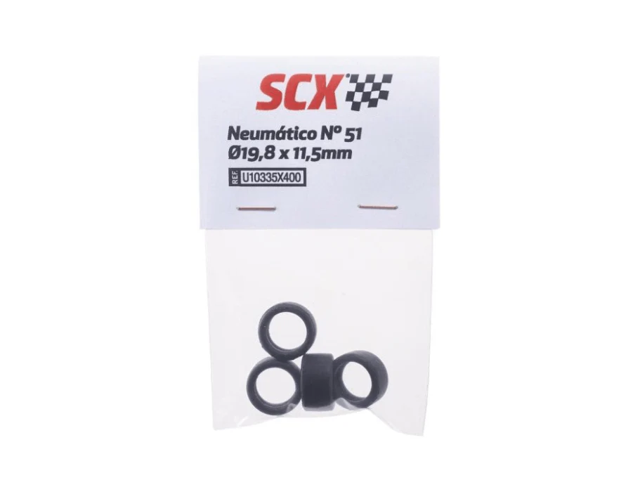 SCX 1:32 U10335 Rubber Tires - Tire Kit #51 19.8x11.5mm - Slick x4 Pack