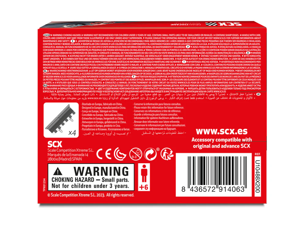 SCX 1:32 U10488 Shoulders with Barriers Half Length Straights x4 Pack - Image 2