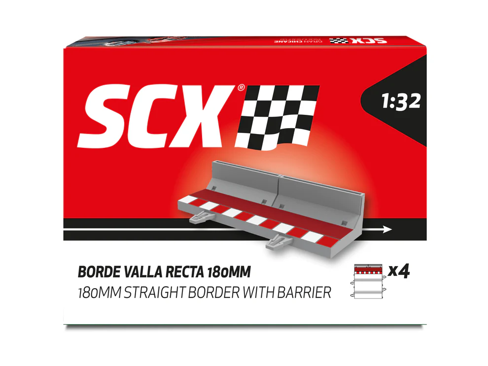 SCX 1:32 U10488 Shoulders with Barriers Half Length Straights x4 Pack