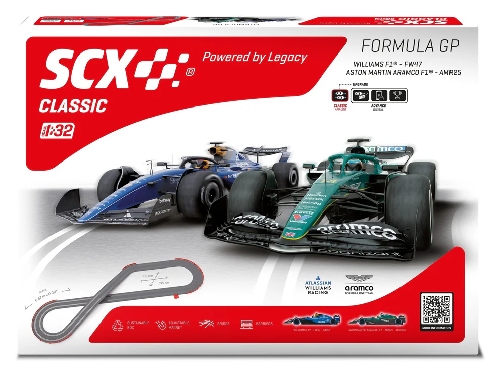 SCX Classic U10587 Formula Grand Prix Slot Car Racing Set Formula 1 - Alonso vs. Sainz Jr.
